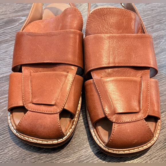 Free People Libby Fisher Brown Flats Leather Sandals Size 10 - Picture 2 of 9